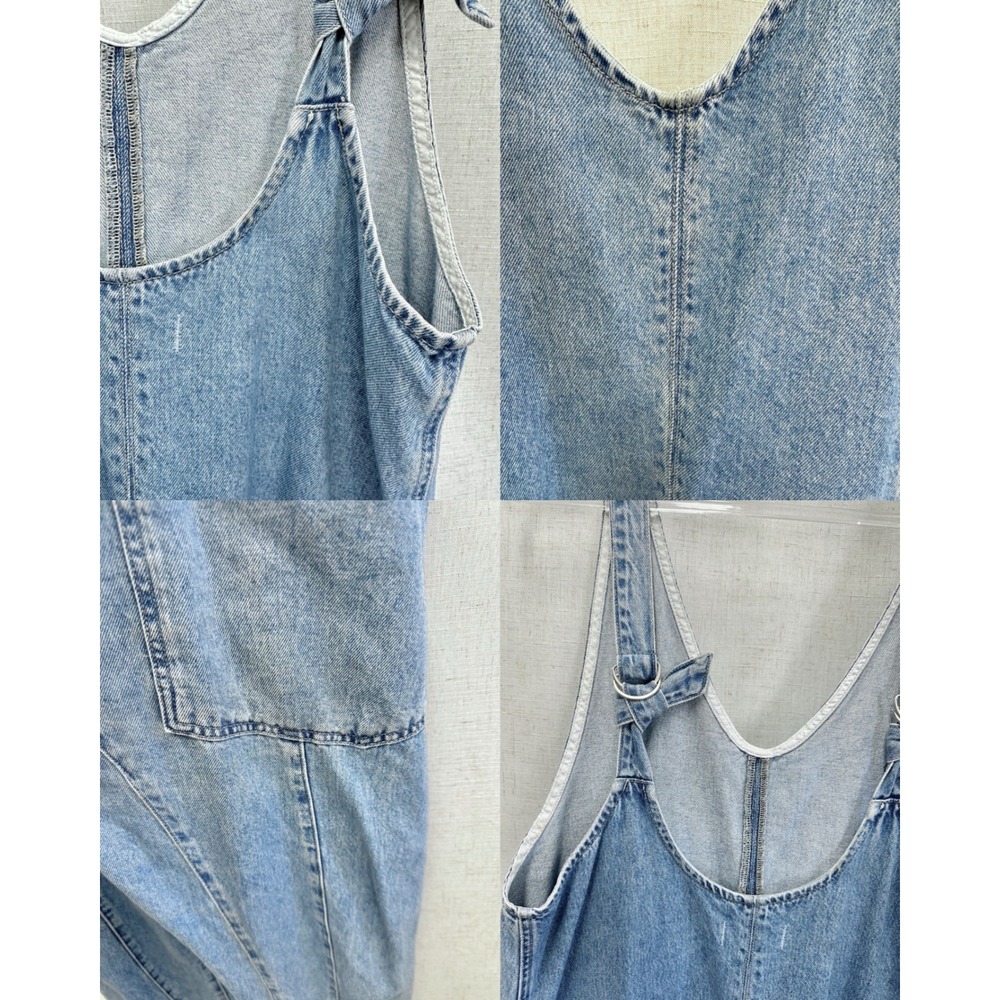 Free People High Roller Slouchy overalls in Kansas Cotton Blue Denim Size Medium - Picture 13 of 16